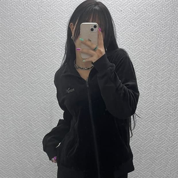 푸마 빈티지 웜셀 벨루어 벨벳 져지 집업 L C07389