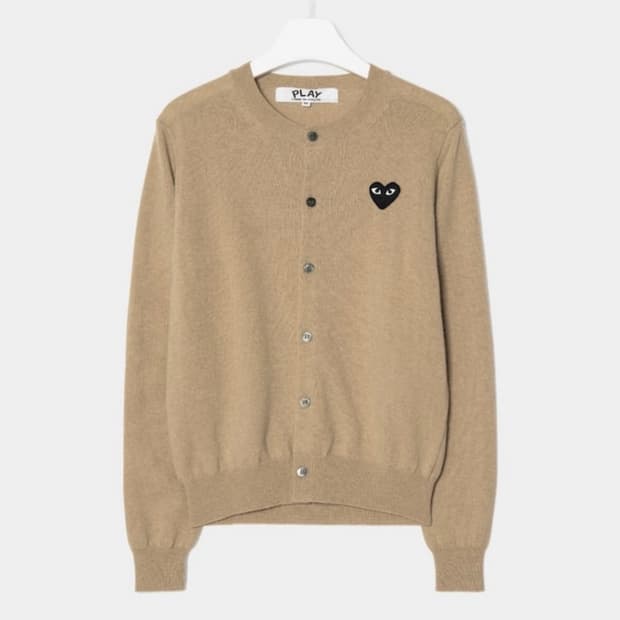 [s] 꼼데가르송 블랙 하트 와펜 가디건 베이지 여성용