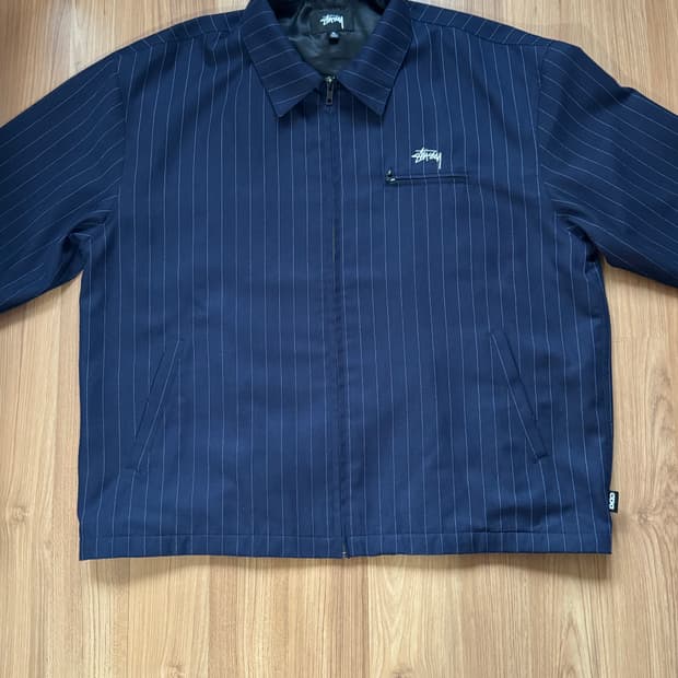 꼼데가르송 스투시 핀 스트라이프 빙 재킷 xl