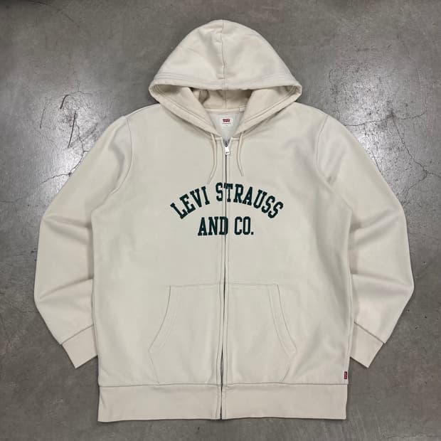 리바이스 아이보리 컬러 스펠아웃 후드집업