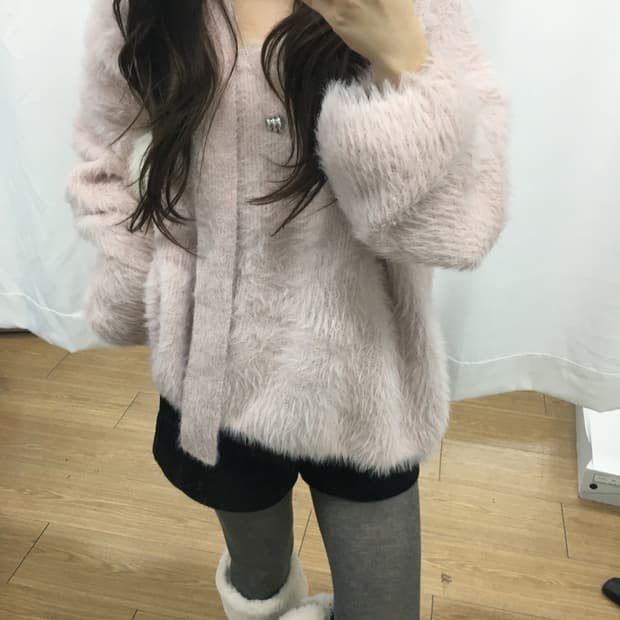 아워캐비넷 cats muffler knit (pink)