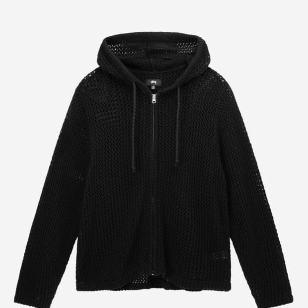 스투시 매쉬 후드집업 Stussy Mesh Zip Hoodie Black