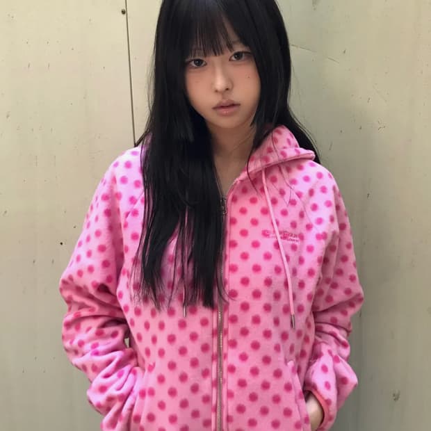 러브이즈트루 EV FLEECE JACKET(PINK) 도트 후리스