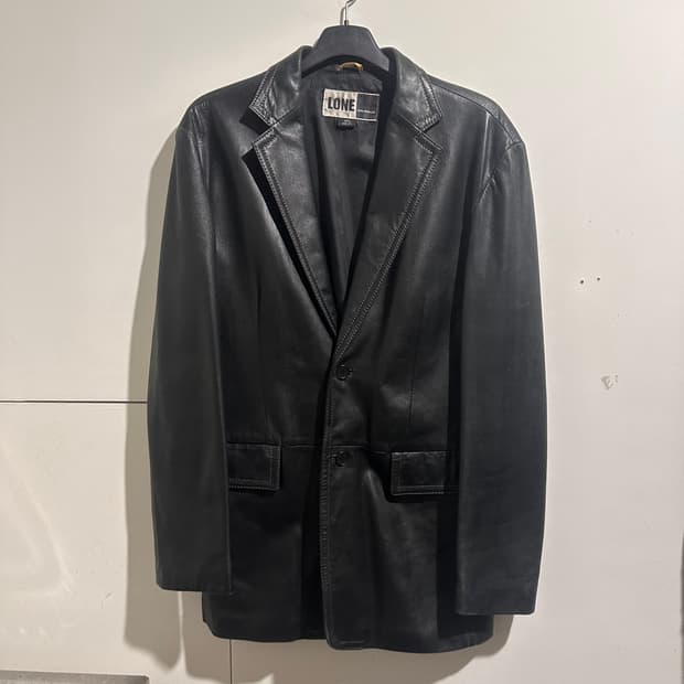 LONE 블랙 레더 자켓