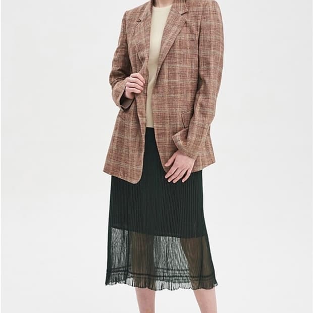 한섬 타임 클래식 체크 테일러드 자켓 88-96-165사이즈