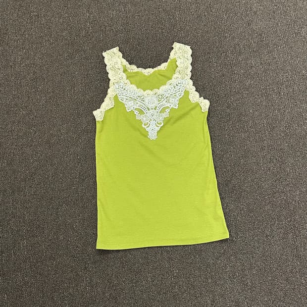 OS)Japanese vintage 여성 레이스 나시