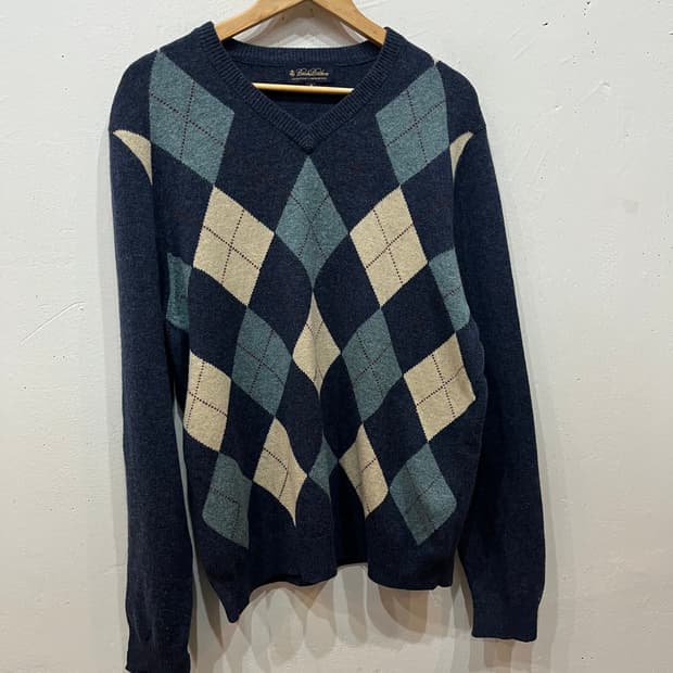 브룩스브라더스 스코티시 램스울 아가일 니트