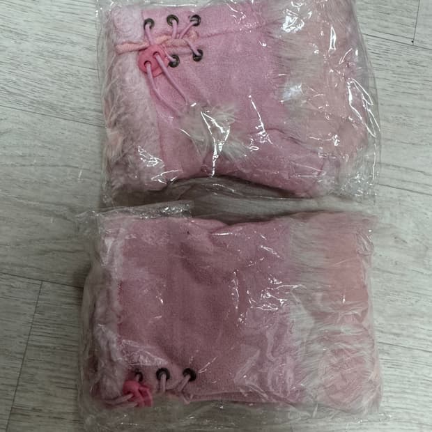 y2k 래빗퍼 코르셋 핸드워머 베이비핑크 