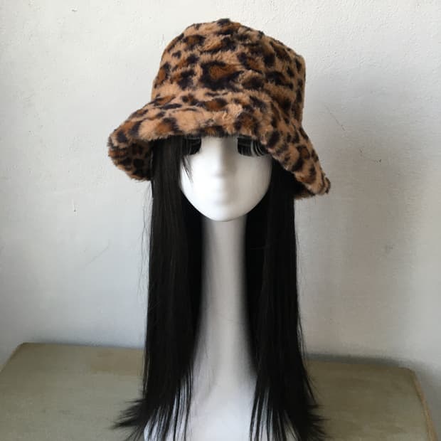 fake fur leopard pattern hat