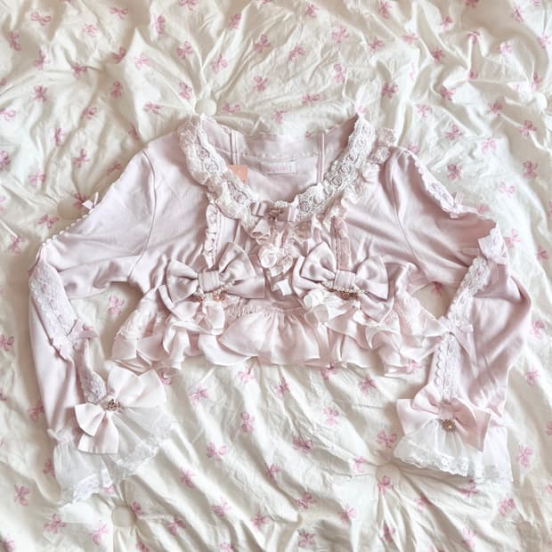 리즈리사 볼레로 리본 레이스 가디건 핑크 엔젤릭프리티 베이비더스타 양산형