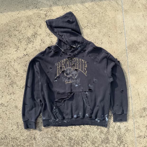 Distressed sashiko 90’s mood hoodie