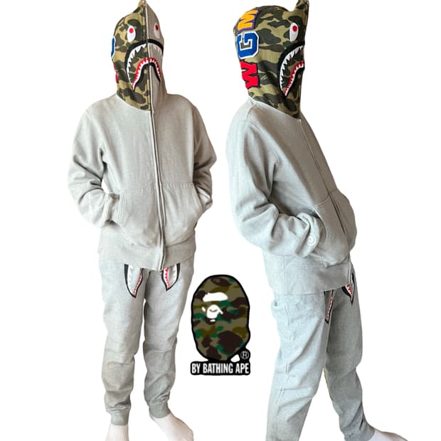 베이프 반카모 샤크 후드 셋업