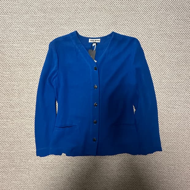 ISSEY MIYAKE women linen jacket blue