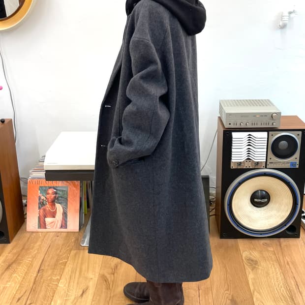 [48] 준지 후드 레이어드 울 코트