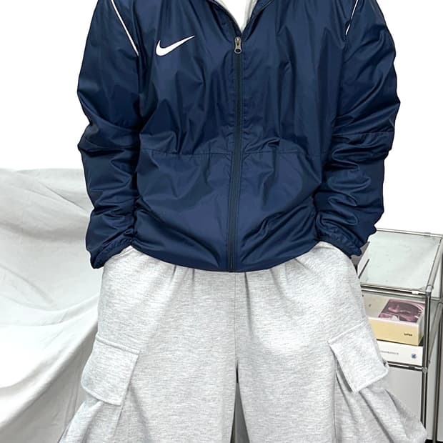 나이키 네이비 화이트 파이핑 바람막이 2XL
