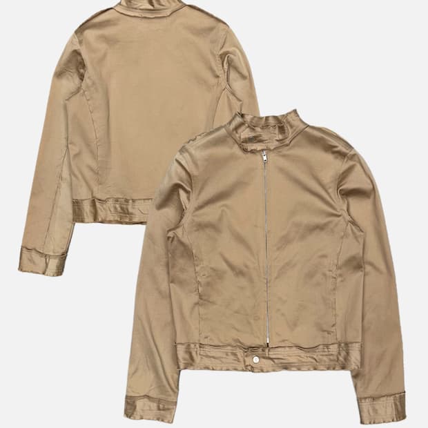 beige cotton cutting seam jacket