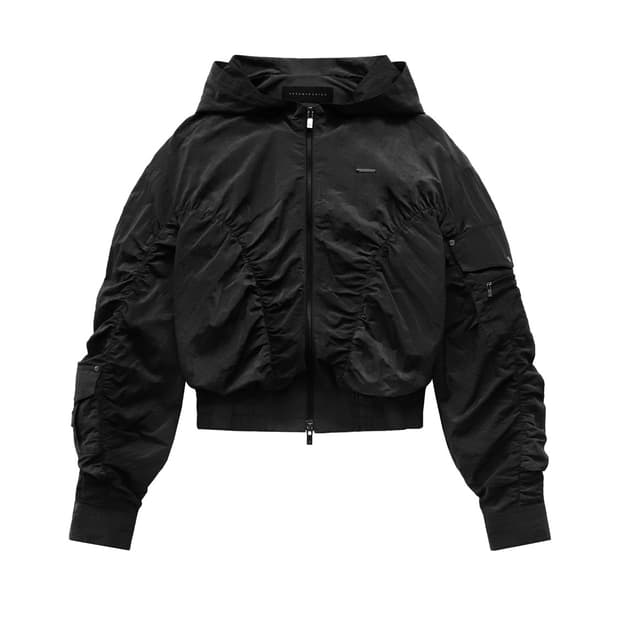 트리밍버드 나일론 카고 시어링 셋업 집업 블랙