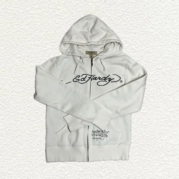 ED HARDY 화이트 후드집업 S