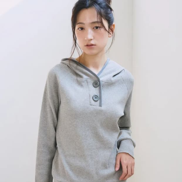 오피쉬 점보 버튼 후디 후드티 그레이