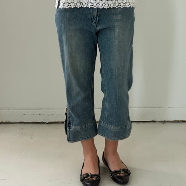 일본빈티지 옆트임 카프리 데님팬츠