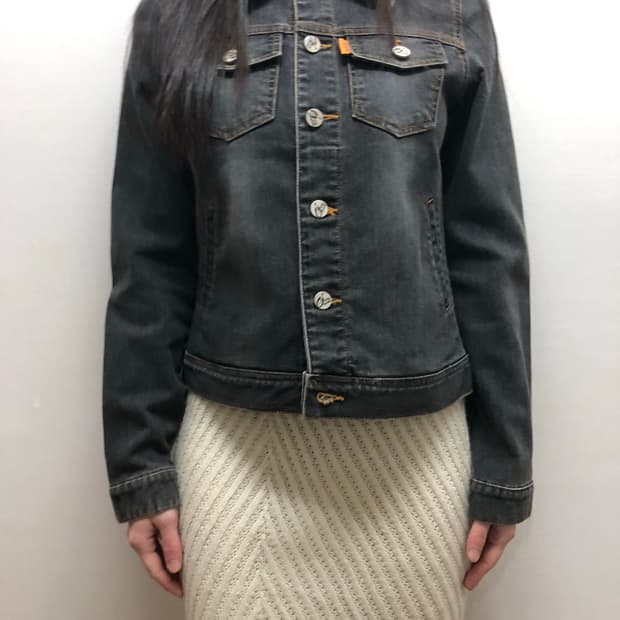 빈티지 블랙 워싱 데님 자켓