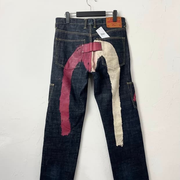 Evisu 에비수 빅 다이콕 페인트 카고 데님 팬츠 pant