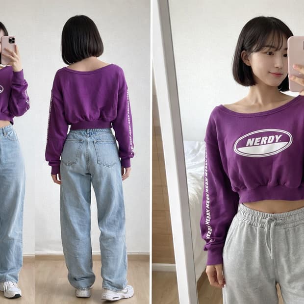 널디 크롭 맨투맨 프리