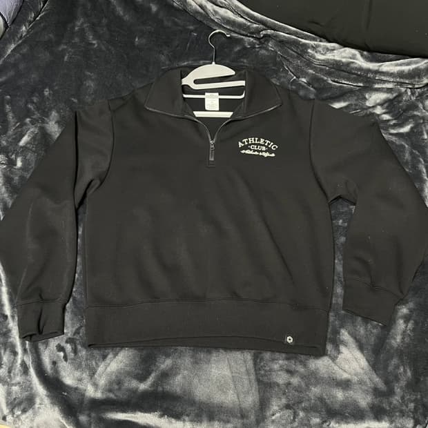 [M] 새상품) 탑텐 블랙 기모 하프집업 맨투맨