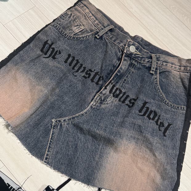 더미스테리어스호텔 핑크데님 스커트 레그워머 세트