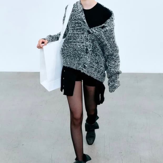 더오유 알파카 믹스 가디건