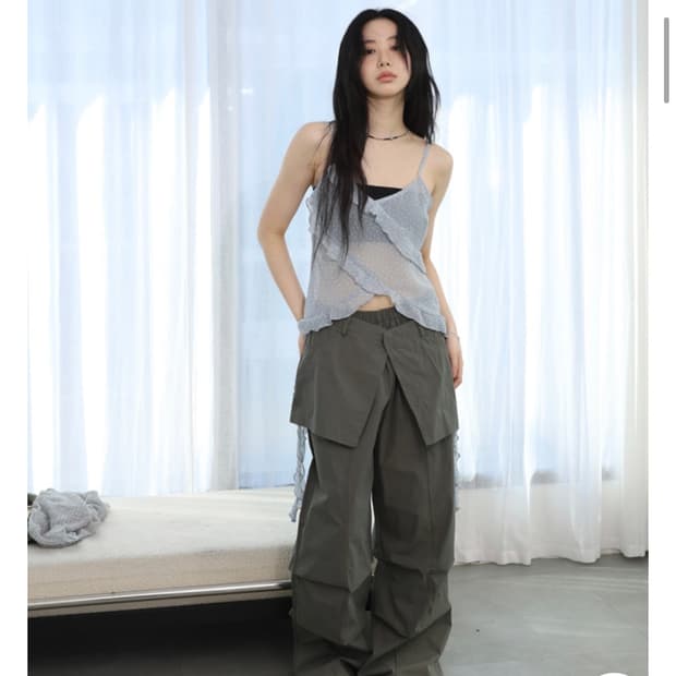 컬러인아이디 랩스커트 나일론 팬츠