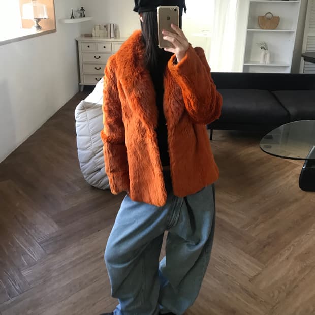 vintage orange fur jacket