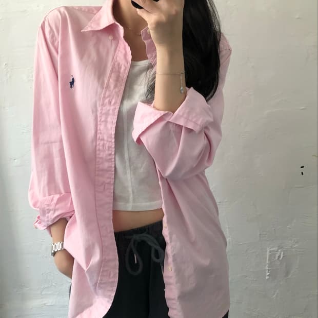 Polo 폴로 랄프로렌 베이비핑크 컬러 버튼다운 셔츠