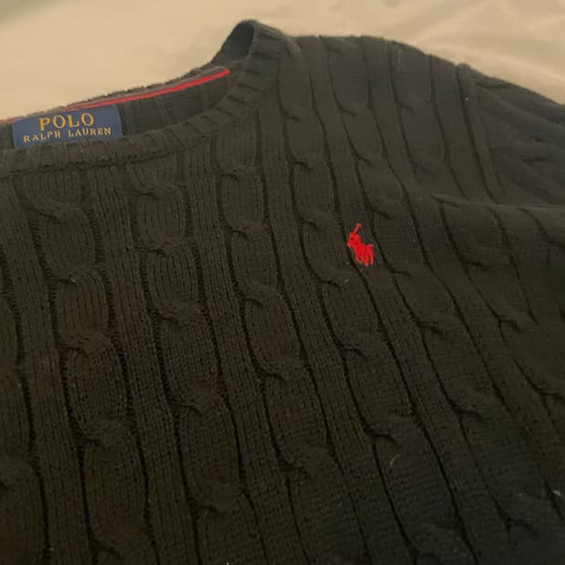 폴로 블랙 케이블 니트 (14-16)