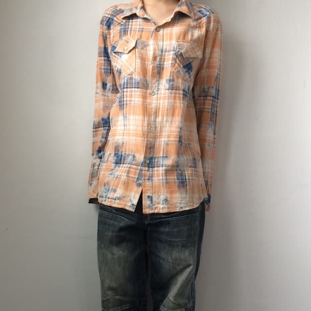 Semantic design dyed check pattern shirt