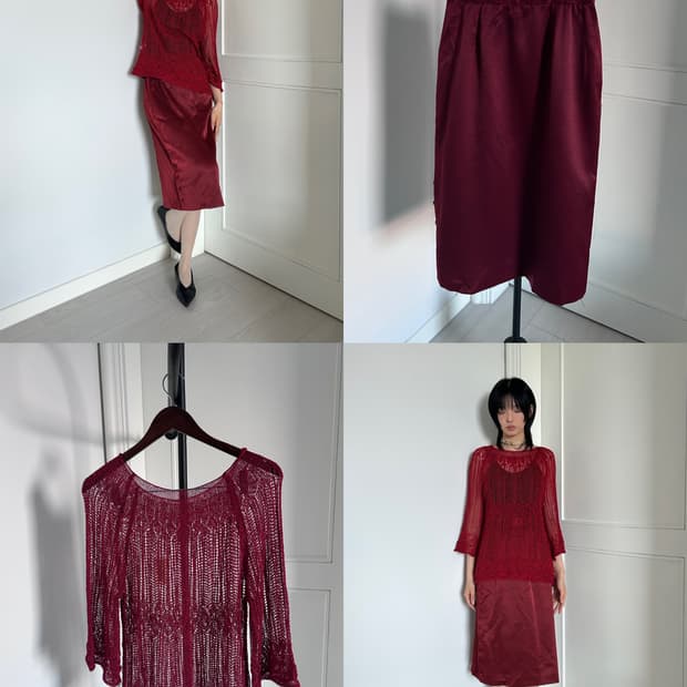 Red Crochet Knit  Top / 빈티지 크로셰 니트