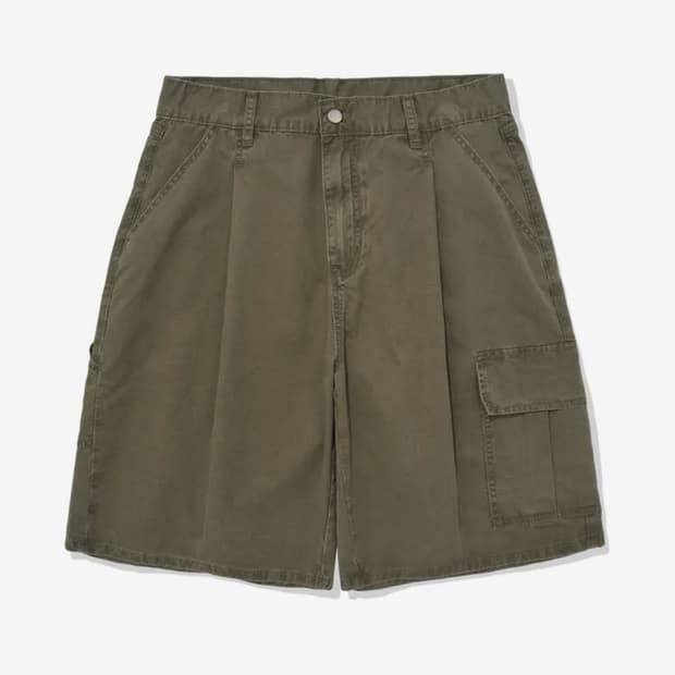 언아웃핏 원턱 워시드 와이드 코튼 쇼츠