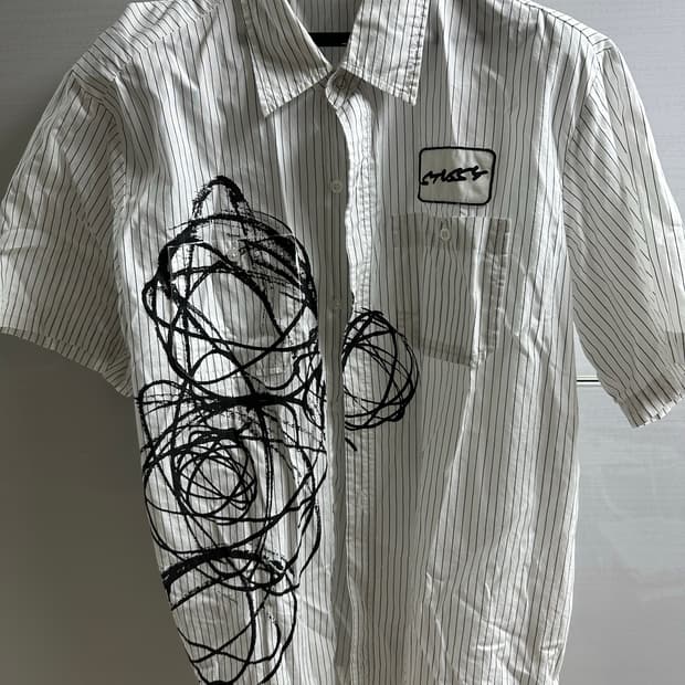 STUSSY 스투시 스트라이프 그래픽 반팔 셔츠 L