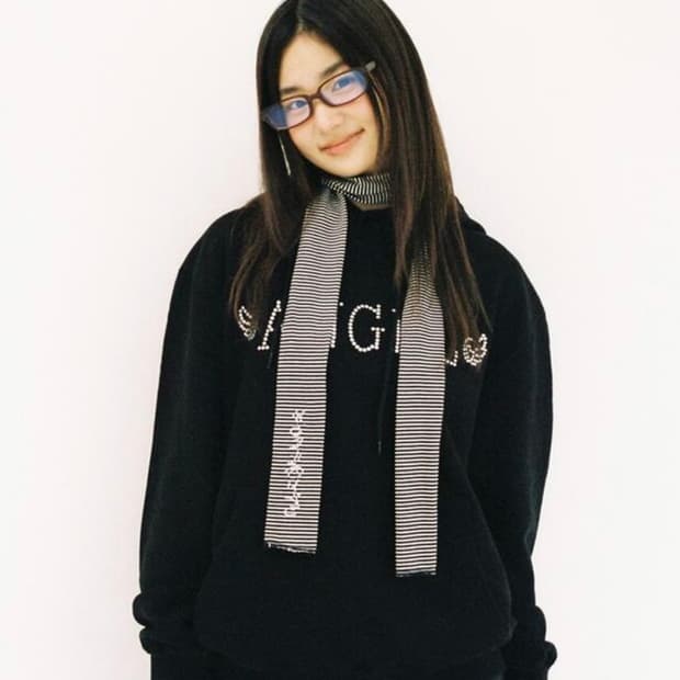 웹하우스 Stripe Cozy Scarf black/white