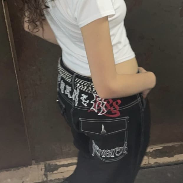 플리즈노팔로우 데빌 888 스티치 팬츠 블랙 1사이즈