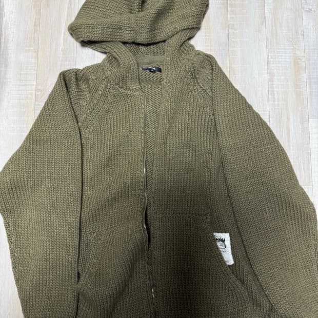 스투시 청키 니트집업 후드 포실