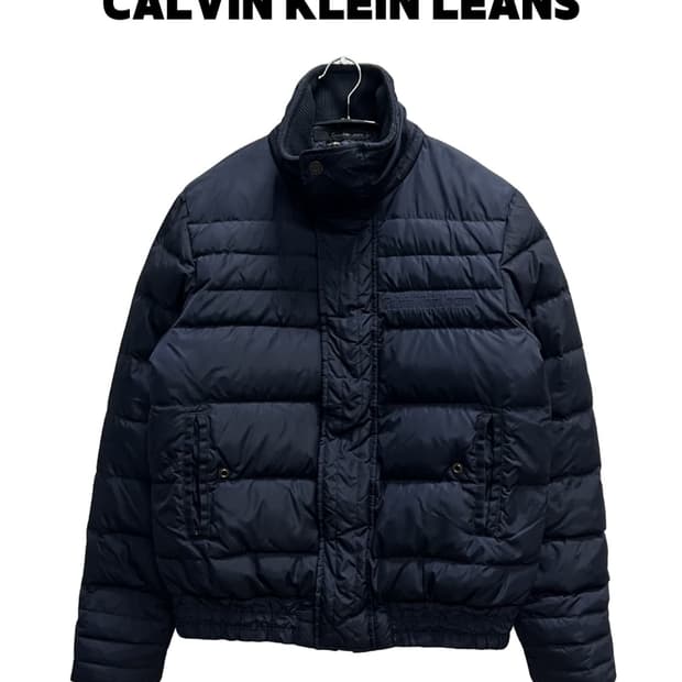 (S) 캘빈클라인 덕다운 나일론 패딩 봄버 자켓 네이비