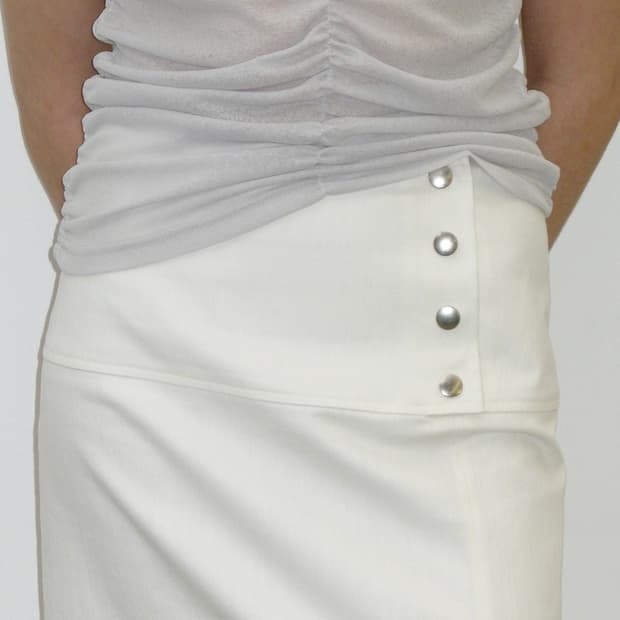 카셀 BELTED LONG SKIRT, WHITE-S