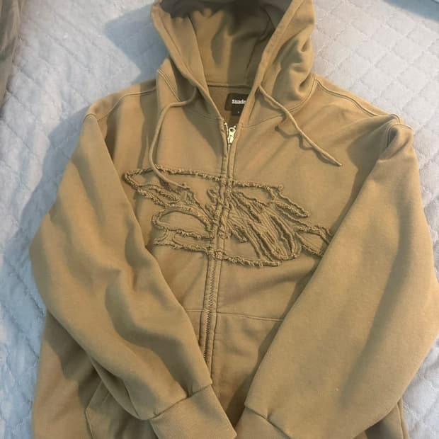 스웨이드 카키 후드집업