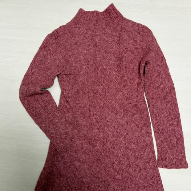 빈티지 폴로 랄프로렌 핑크 롱 케이블 니트