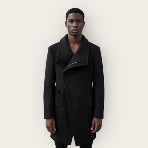 100/ 시스템옴므 사선 울 코트 자켓