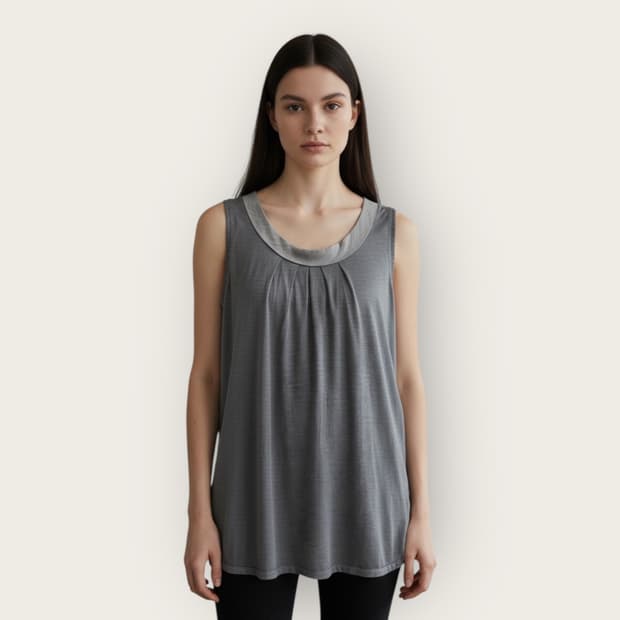 F/ 브루넬로쿠치넬리 실크 셔링 민소매 원피스