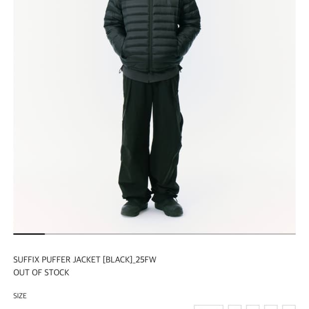 산산기어 suffix 25fw 경량패딩 블랙 4사이즈