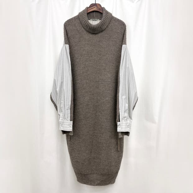 요지야마모토 터틀넥 니트 롱 원피스