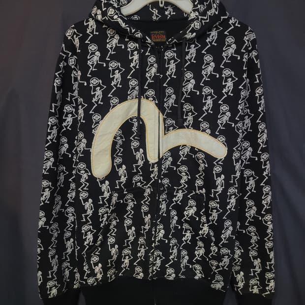 에비수 90s 빅로고 커스텀메이드 댄싱 스켈레톤 아카이브 빈티지 후드집업